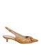 Leather Heels With Low Tabac Brown Heel