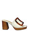Mules With Chunky Heel In Ecru Colour GY-08485-555-2