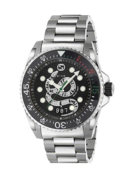 Gucci Battery Watch with Metal Bracelet