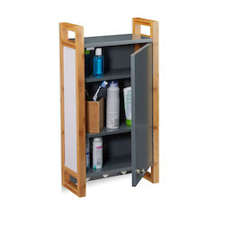 Relaxdays Badezimmerschrank 58x31,5x15cm Grau 10024229