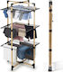 Bakaji Folding Vertical Clothes Drying Rack 3 Levels 69x136x69 cm Wheels 02002248