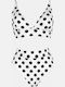 Set Bikini Talie Înaltă Cu Buline Alb