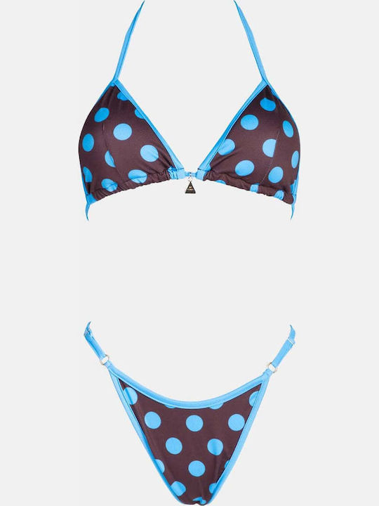 Decoro Set Bikini Triangle Polka Dot Brown Dark