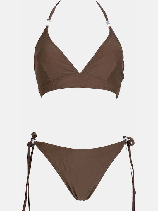 Decoro Set Bikini Dreieck Braun Dunkel