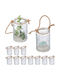 Relaxdays Set Suporturi Lumanari Din Sticlă În Culoare Transparentă 10.5x21.5x7cm 12 Bucăți
