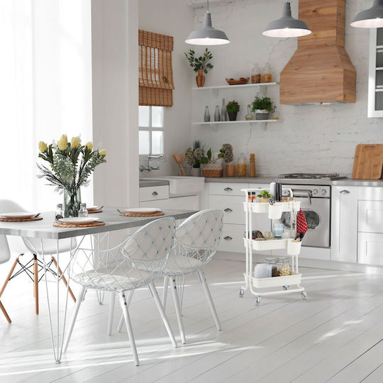 Relaxdays Τρόλεϊ Κουζίνας Πλαστικό 3 Θέσεων Λευκό 43x42x86cm