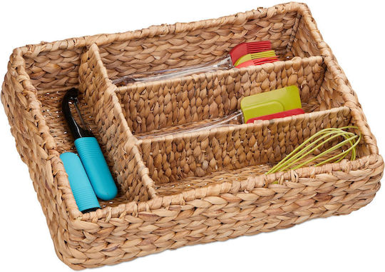 Relaxdays Besteckeinsatz für Schubladen 10.5x42x29cm Beige