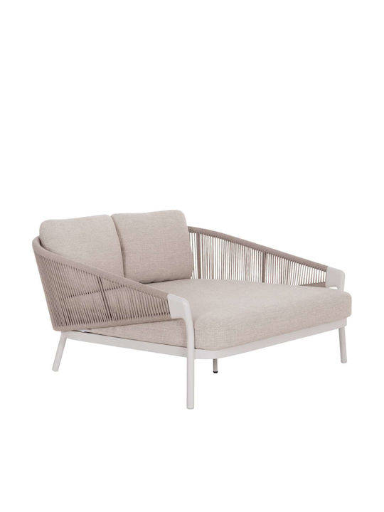 Daybed Διθέσιος Καναπές Εξωτερικού Χώρου Μεταλλικός Λευκός 157x147x88cm