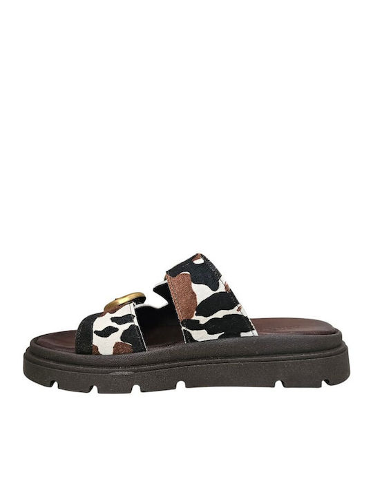 Leather Women's Flat Sandals Animal