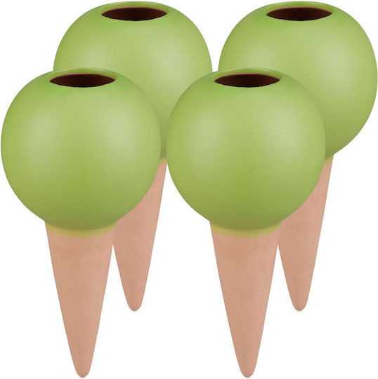 Set 4 Ceramic Balls Plant Irrigation Green
