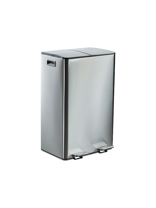 Relaxdays Relaxdays Müllbehälter aus Edelstahl mit Pedal Graue 60l