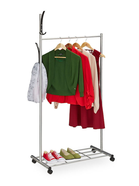 Relaxdays Trolley Rack de Podea din Metal Argintiu 165x80cm