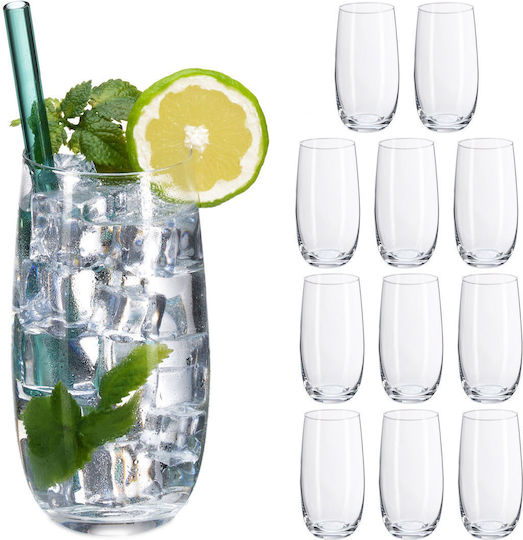 Relaxdays Set Pahare Cocteiluri Pentru Apă Din Cristal 520ml 12 Bucăți