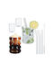 Relaxdays Set Pahare Cocteiluri Din Sticlă Cu Pai 350ml 4 Bucăți