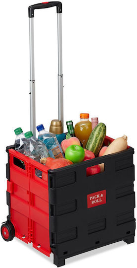 Căruț de Piață Pliabil din Plastic Roșu 98x45.5x37cm