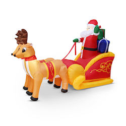 Beleuchteter Aufblasbarer Weihnachtsmann Weiß in Schlitten 230cm Beleuchteter Aufblasbarer Weihnachtsmann Weiß in Schlitten 230cm
