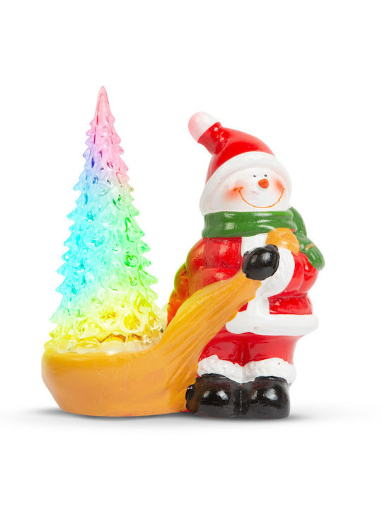 Beleuchteter Dekorativer Weihnachtsmann Batteriebetrieben Weißer Keramik 15x13x7cm