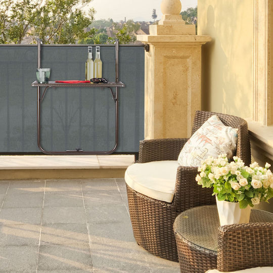 Table for Small Outdoor Spaces Foldable Rattan with Metal Frame Brown 83x59x59cm