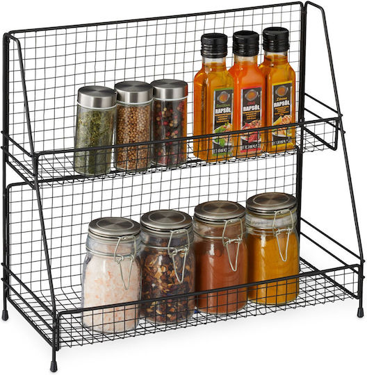Relaxdays Rack Organizator pentru Condimente Metalic Negru Relaxdays Rack Organizator pentru Condimente Metalic Negru