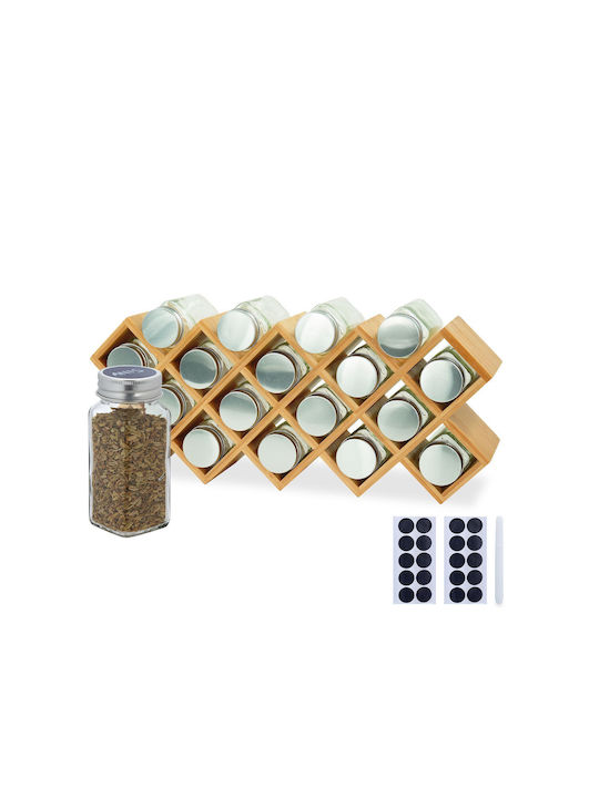 Relaxdays Spice Jar from Bamboo on Base Beige