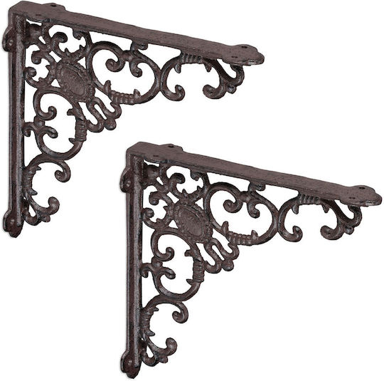 Relaxdays Raft De Colț Din Metal Maro 215x215mm 2 Bucăți 10032096_93
