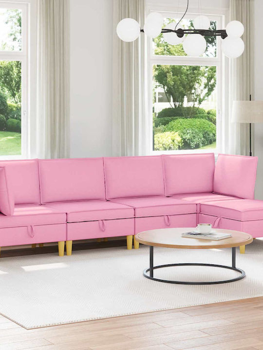 Corner Couch with Storage Space Pink 280x140x82 cm