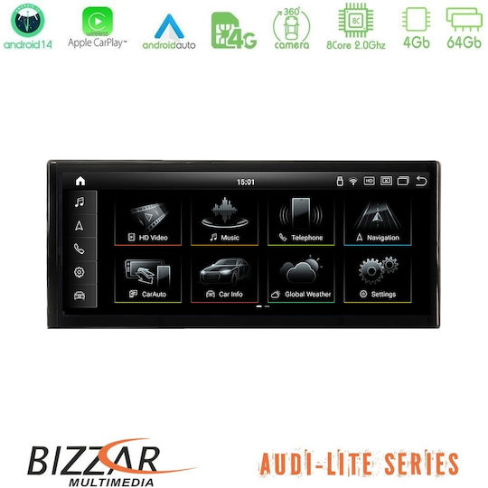 Bizzar Ηχοσύστημα Αυτοκινήτου για Audi A4 2016+ (Bluetooth/USB/AUX/WiFi/GPS/Apple-Carplay/Android-Auto/CD) με Οθόνη Αφής 10.25"