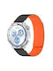 Λουράκι Σιλικόνης Striped Texture Μαγνητικό Κούμπωμα Xiaomi Watch S4 41mm Black Orange
