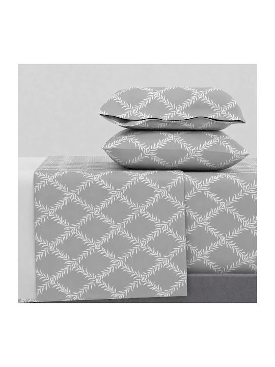 Astron Italy Lucia Set Double Bed Sheets With Rubber Hugger 160x200+40cm Grey 4 Pieces