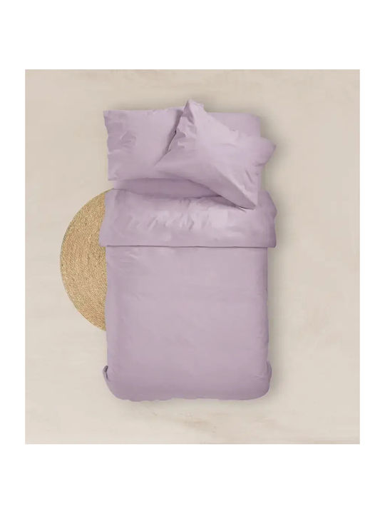 Borea Solid Single Bed Sheet With Rubber Hugger 100x200+25cm Lilac