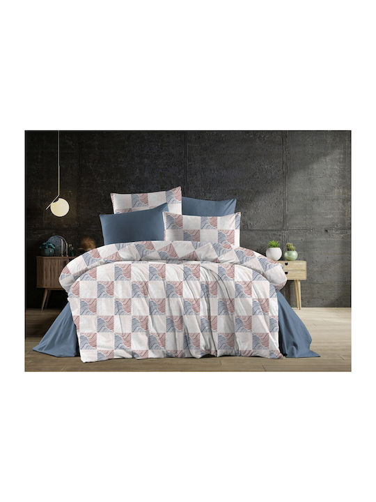 Dimcol Κλεοπάτρα Σετ Σεντόνια Μονά 160x240εκ. Blue-red (3τμχ)