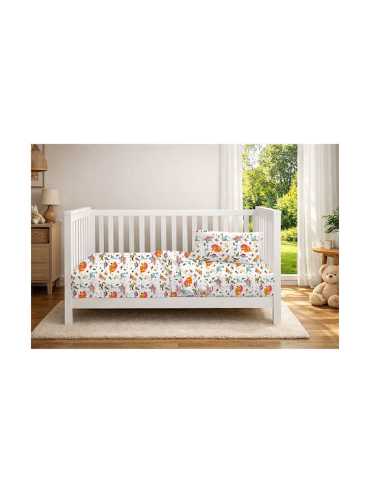 Dimcol Set Baby Bettlaken Für Krippe Baumwolle Dinosaurier Mehrfarbig 120x160cm 3Stücke