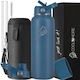 Cool'NMore Stainless Steel Thermos Bottle BPA Free 1.2lt Denim with Mouthpiece Loop Straw and Handle