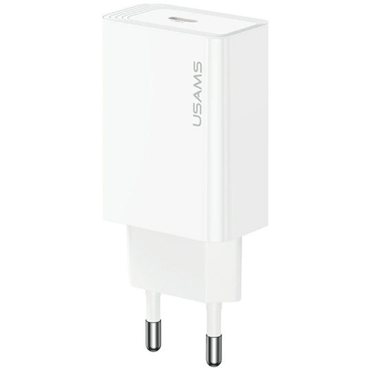 Usams Charger Without Cable with USB-C Port 30W Quick Charge 3.0 White (T69)
