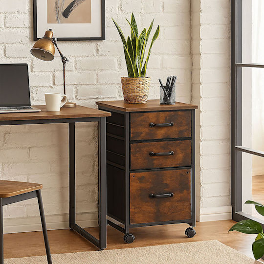 Office Storage Drawers & Cabinets Wooden with Wheels Brown/Black 40x40x68cm