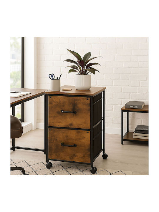 Büroaufbewahrungsschublade aus Holz mit Rädern Braun/Schwarz 40x40x68cm