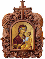 Holy Mary Grigorousa Wooden Carved Frame Peacoc...