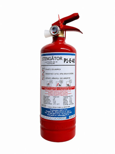 P1-E40 Extinctor Auto cu Pulbere Uscată 8A 34B C 1kg