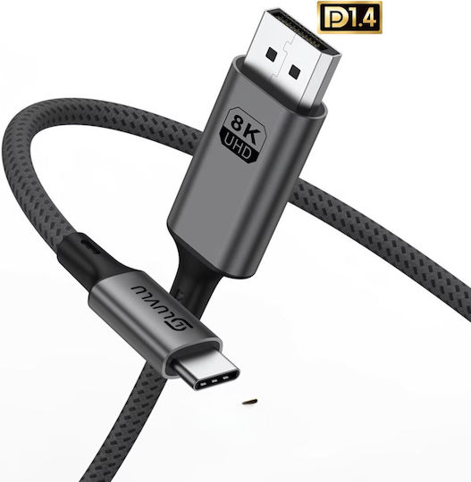 Luvlu Geflochtenes Video Kabel USB Typ-C Männlich - DisplayPort Schwarz 2m