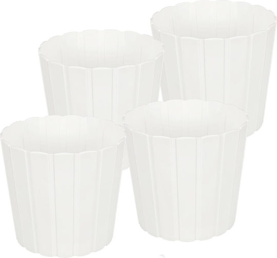 Kotarbau Set 4 Ghivece De Flori Din Plastic Albe
