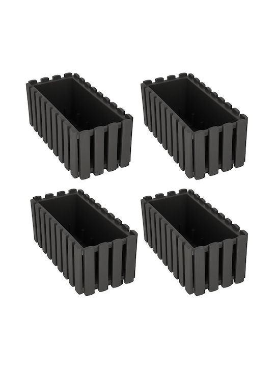 Kotarbau Set 4 Ghivece De Flori Din Lemn Rustic Gri