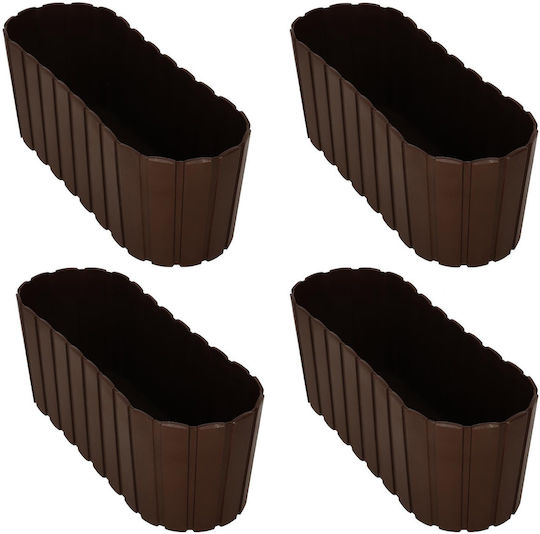 Kotarbau Set of 4 Wooden Brown Planter Boxes