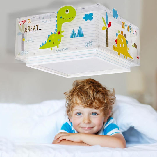 Ango Dinos Lampă De Tavan Pentru Copii Cu O Singură Lumină Din Plastic 15W Cu Bază Bec E27 Albastru Deschis 30x30cm