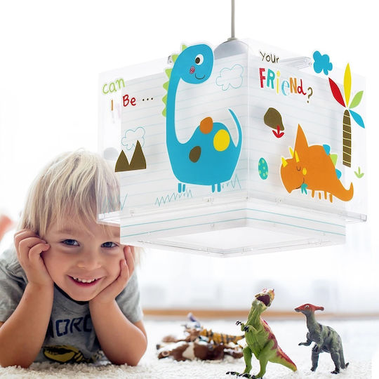 Ango Dinos Μονόφωτο Παιδικό Φωτιστικό Κρεμαστό από Πλαστικό 15W με Υποδοχή E27 Γαλάζιο 24x24cm