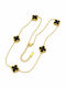 Bizou-Shop Necklace With Flower Design From Gold Plated Black Steel