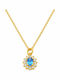 Bizou-Shop Necklace From Gold Plated Steel With Blue Zircon