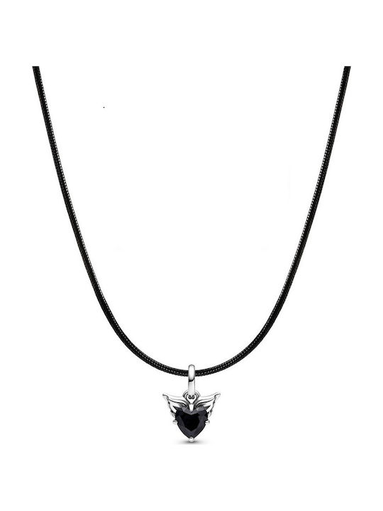 Sharks Bay Clothing Necklace with Heart Design Made of Steel with Black Zircon