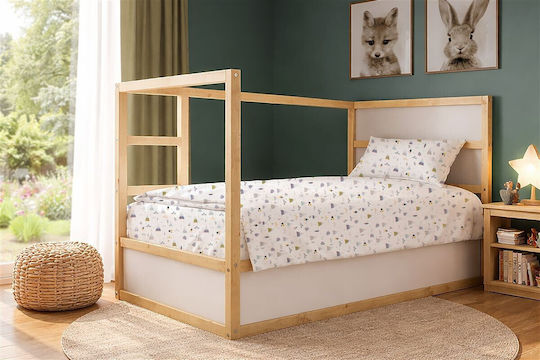 Dimcol Set Cearceafuri Single Din Bumbac Whimsical Mountainside 588 Alb-gri 160x240cm 2 bucăți