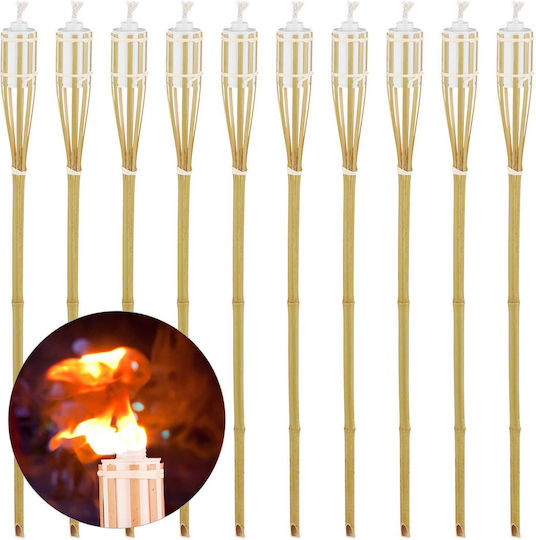 Set 10 Torțe De Grădină Din Bambus Relaxdays Design Natural Iluminare Plăcută Utilizare Colorată În Aer Liber
