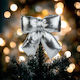 Decorative Bow Silver 21x19 Cm Glitter Effect